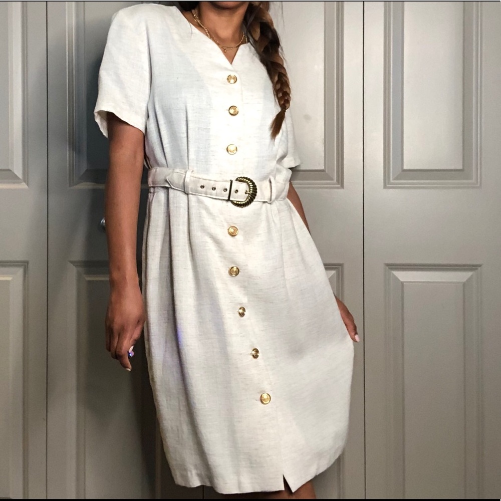 🍂Vintage Cream Button Down Dress